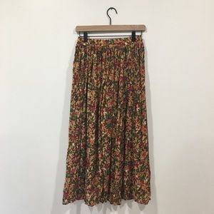 90s Vintage Floral Skirt Elastic Waist